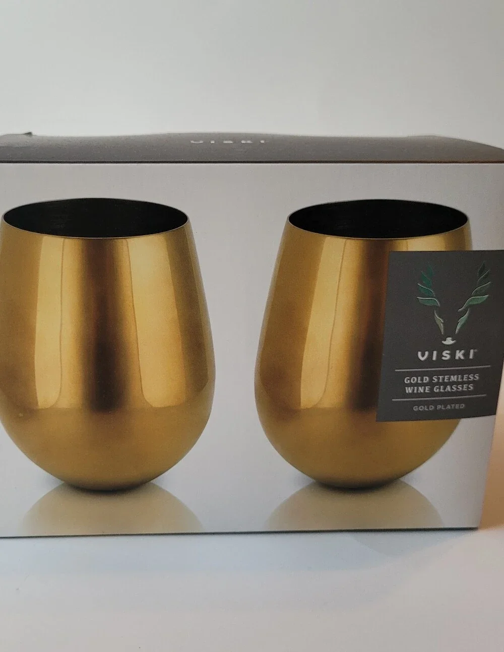 Golden Bachelor - Viski Gold Stemless Metal Wine Glasses - Set of 2